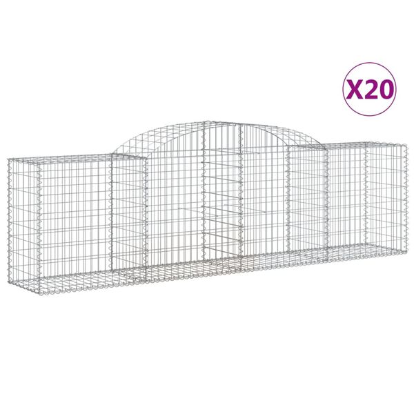 vidaXL Obokane gabion košare 20 kosa 300x50x80/100 cm pocinkano železo