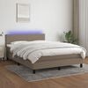 vidaXL Box spring postelja z vzmetnico LED taupe 140x190 cm blago