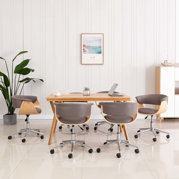 vidaXL Vrtljivi jedilni stoli 6 kosov taupe blago