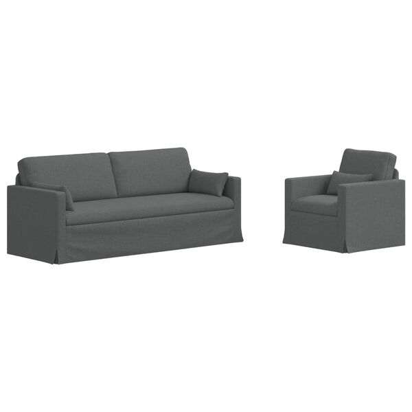 vidaXL Kavč 2 pcs Temno siva 198 x 78 x 80 cm blago