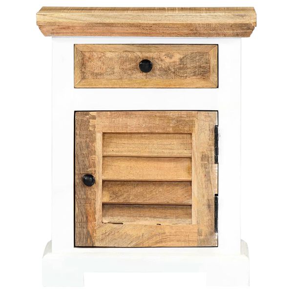 vidaXL Nočna omarica bela in rjava 40x30x50 cm trden mangov les