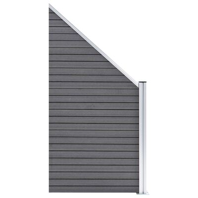 vidaXL WPC ograjni paneli 3 kvadratni + 1 poševni 619x186 cm sivi