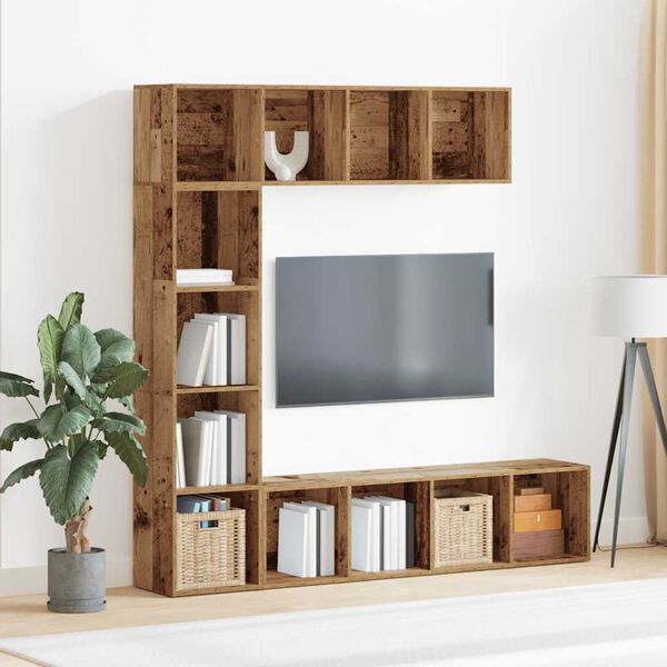 vidaXL Knjižne omare 3 kosi starega lesa inženirskega lesa