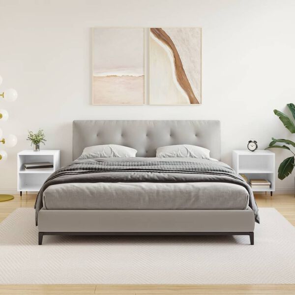 vidaXL Nočna omarica 2 kosa visok sijaj bela 40x30x50cm inženirski les