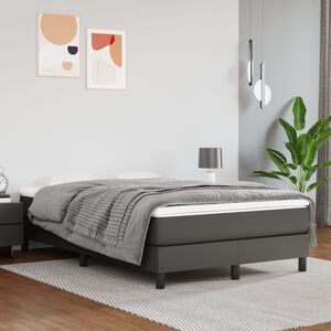 vidaXL Vzmetnica z žepkasto vzmetjo srednje trdote siva 120x200x20 cm umetno usnje