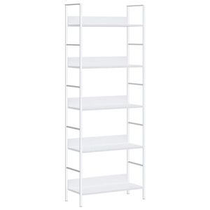 vidaXL Knjižna polica 5-nadstropna bela 60x27,6x158,5 cm inž. les