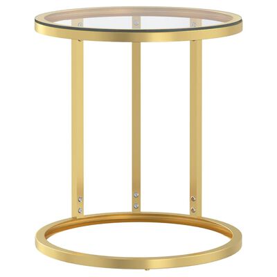 vidaXL Stranska mizica zlata in prozorna 45 cm kaljeno steklo