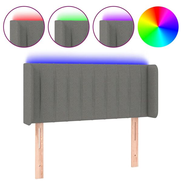 vidaXL LED posteljno vzglavje temno sivo 103x16x78/88 cm blago