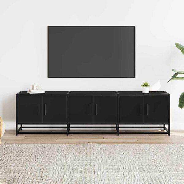 vidaXL TV omarica črna 150x35x41 cm inženirski les in kovina
