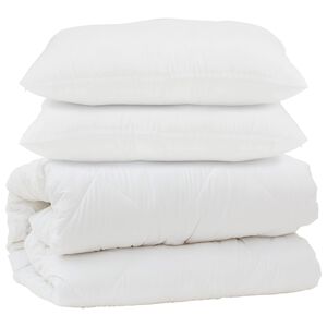 vidaXL Odeja z blazino 3 pcs Bela Mikrofibra