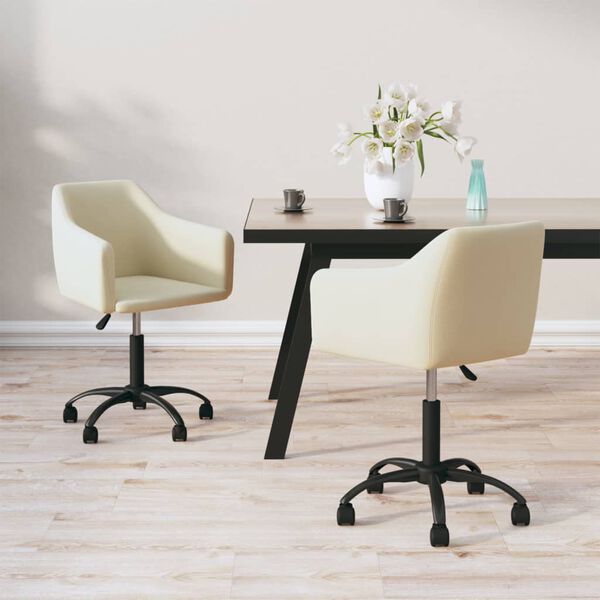 vidaXL Vrtljiv jedilni stol 2 kosa krem žamet