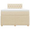 vidaXL Box spring postelja z vzmetnico krem 120x190 cm blago