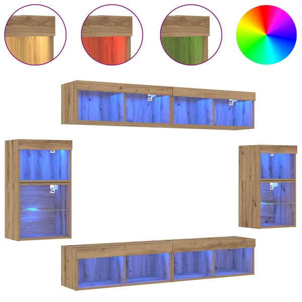 vidaXL Komplet TV omaric 8 pcs artisan hrast Konstruiran les