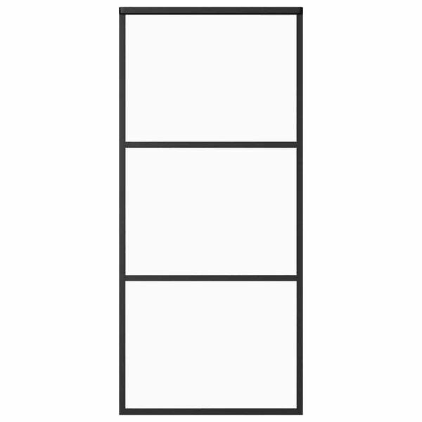 vidaXL Drsna vrata ESG steklo in aluminij 90x205 cm črna