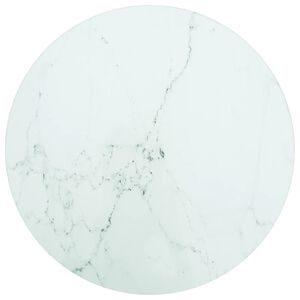 vidaXL Mizna plo&scaron;ča bela &Oslash;30x0,8 cm kaljeno steklo z marmorjem