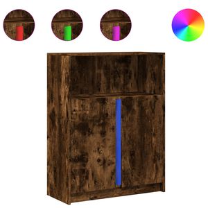 vidaXL Komoda z LED dimljeni hrast 77x34x100 cm inženirski les