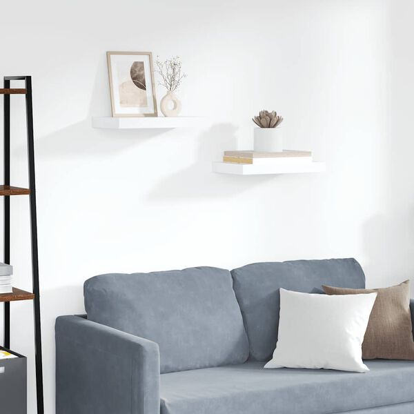 vidaXL Stenske police 2 kosa bele 40x23x3,8 cm MDF