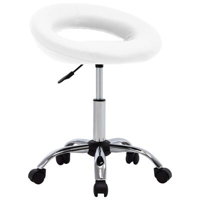 vidaXL Vrtljiv delovni stol belo umetno usnje