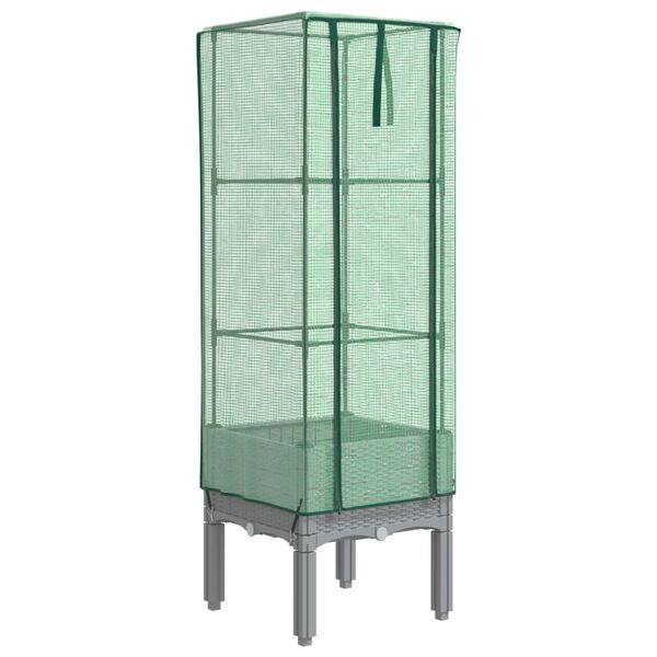 vidaXL Visoka greda s prevleko za rastlinjak videz ratana 40x40x140 cm