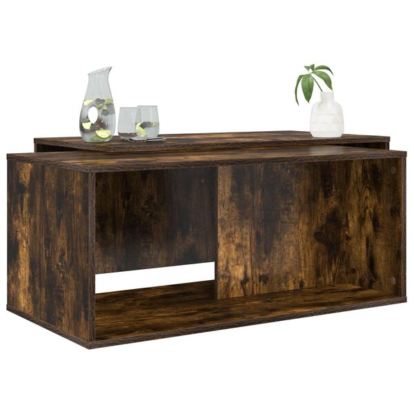 vidaXL Set kavno mizico 2 pcs Dimljeni oreh Konstruiran les