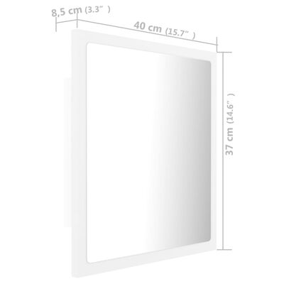 vidaXL Kopalniško ogledalo LED belo 40x8,5x37 cm akril