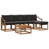 vidaXL Zunanja garnitura za sedenje z blazino 6 pcs Naravna in črna
