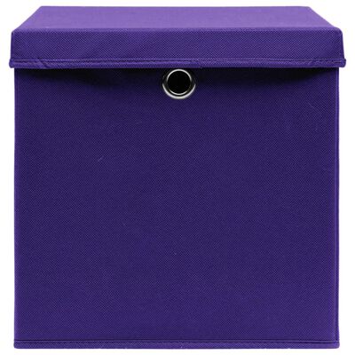 vidaXL Škatle za shranjevanje s pokrovi 10 kosov vijolične 32x32x32 cm