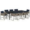 vidaXL Komplet za jedilnico v vrtu z blazino 9 pcs Siva poli ratan