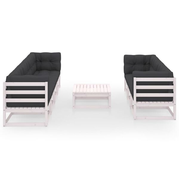 vidaXL Vrtna sedežna garnitura 8-delna z blazinami trdna borovina