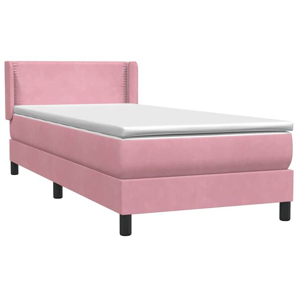 vidaXL Box Spring postelja z vzmetnico Pink 100x220 cm Velvet
