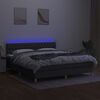 vidaXL Box spring postelja z vzmetnico LED temno siva 160x200 cm blago