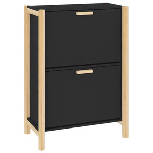 vidaXL Omarica za čevlje črna 57,5x33x80 cm inženirski les