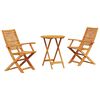 vidaXL Zložljiv bistro set 3 kos Rjava Masiven les akacije