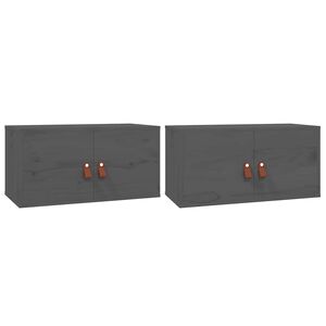 vidaXL Stenska omarica 2 kosa siva 60x30x30 cm trdna borovina