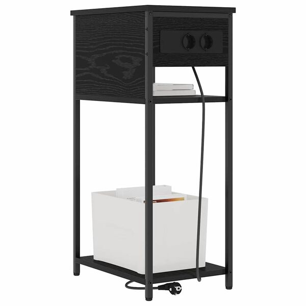 vidaXL Nočna omarica Črna Orehovina 41 x 28 x 76 cm Konstruiran les