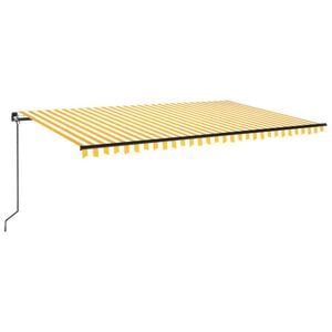 vidaXL Ročno zložljiva tenda 500x300 cm rumena in bela