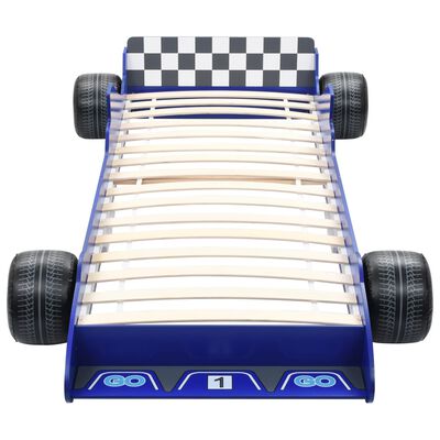 vidaXL Otroška postelja dirkalni avtomobil 90x200 cm modra