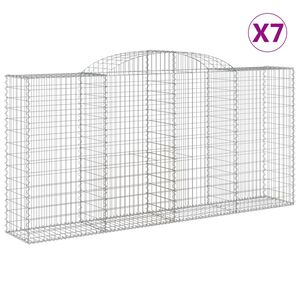 vidaXL Obokane gabion ko&scaron;are 7 kosi 300x50x140/160 cm pocinkano železo