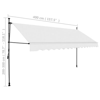 vidaXL Ročno zložljiva tenda z LED lučkami 400 cm krem