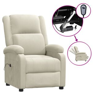 vidaXL Električni naslanjač krem žamet