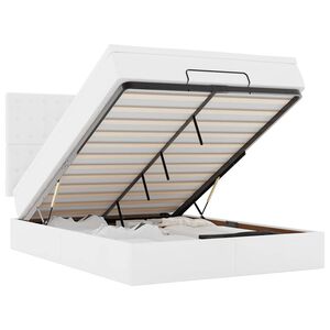 vidaXL Otomanski posteljni okvir z vzmetnico bel 140x200 cm um. usnje