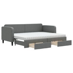 vidaXL Izvlečna dnevna postelja s predali temno siva 80x200 cm blago