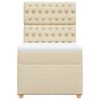 vidaXL Box spring postelja z vzmetnico krem 90x200 cm blago