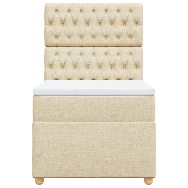 vidaXL Box spring postelja z vzmetnico krem 90x200 cm blago