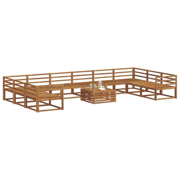 vidaXL Zunanja garnitura za sedenje 11 pcs Naravna Masiven les akacije