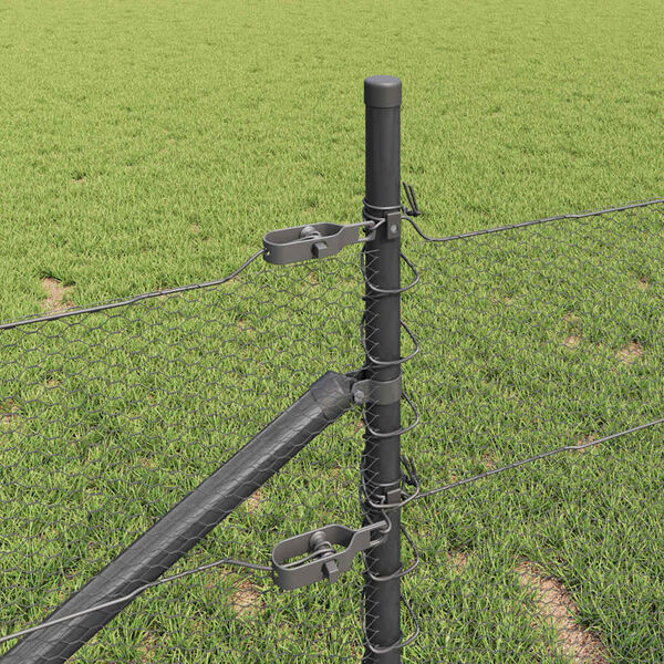 vidaXL Ogrodje s stebri Siva 0.4 x 10 m Jeklo s PVC premazom