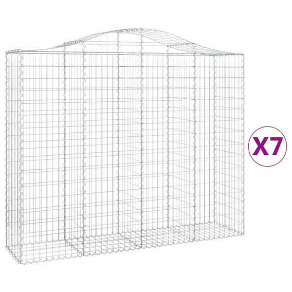 vidaXL Obokane gabion košare 7 kosov 200x50x160/180cm pocinkano železo
