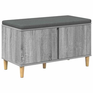 vidaXL Haldna klop z blazino z vrati Siva Sonoma 80 x 38 x 46 cm
