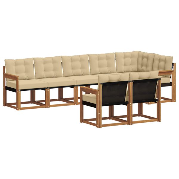 vidaXL Zunanja garnitura za sedenje z blazino 8 pcs Naravna in bež