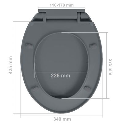 vidaXL WC deska s počasnim zapiranjem hitro nameščanje siva ovalna